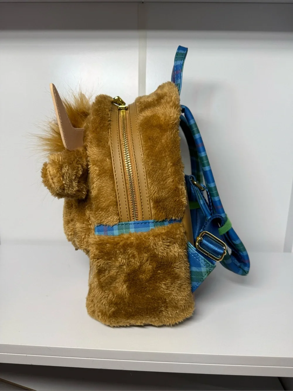 RARE Busch Gardens Loungefly Highland Cow Plush Mini Backpack Plaid NWOT